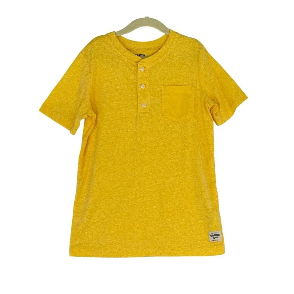 Oshkosh B’Gosh Boy’s Yellow T-Shirt 1/4 Button Soft Comfort Toddler Size 8A